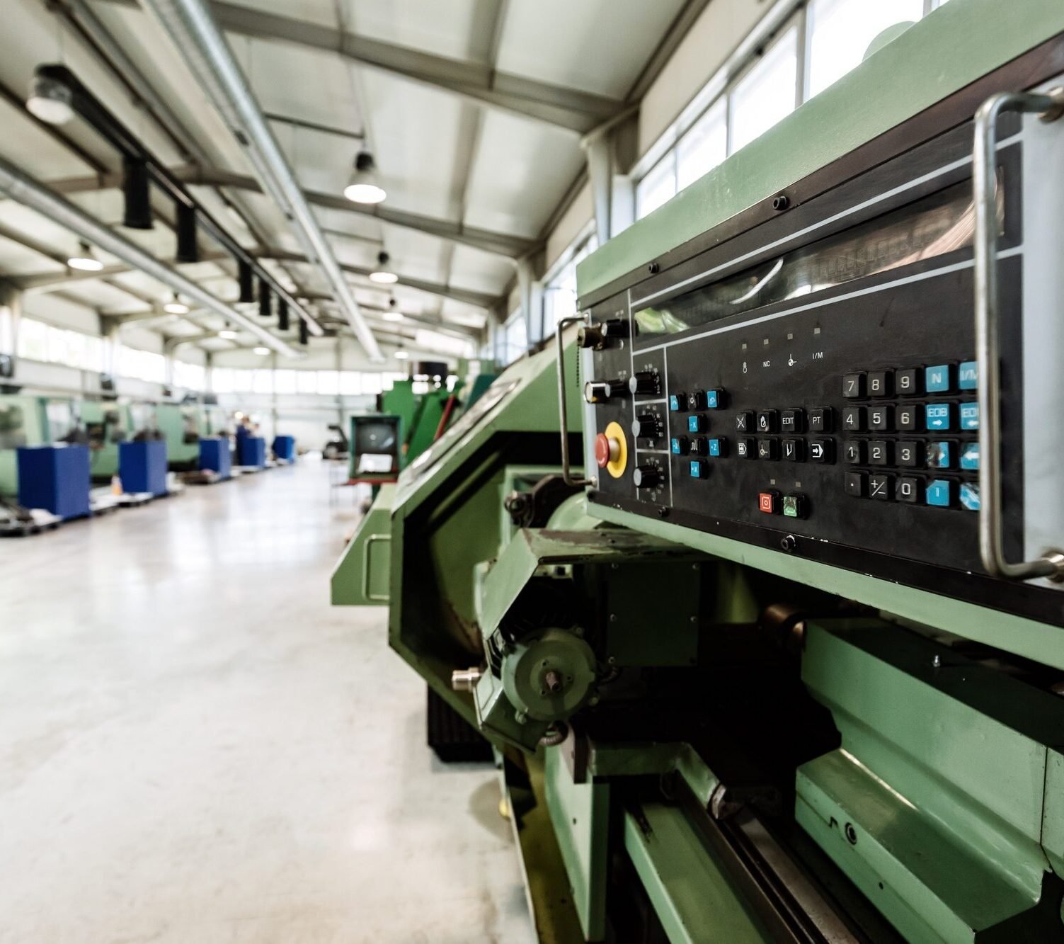 Industrial factory with cnc machines